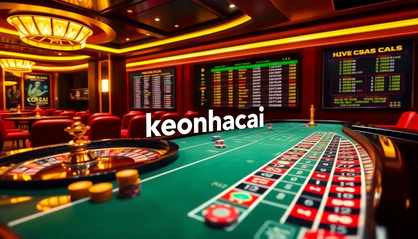 A dynamic gambling interface featuring keonhacai with colorful casino elements and a lively atmosphere