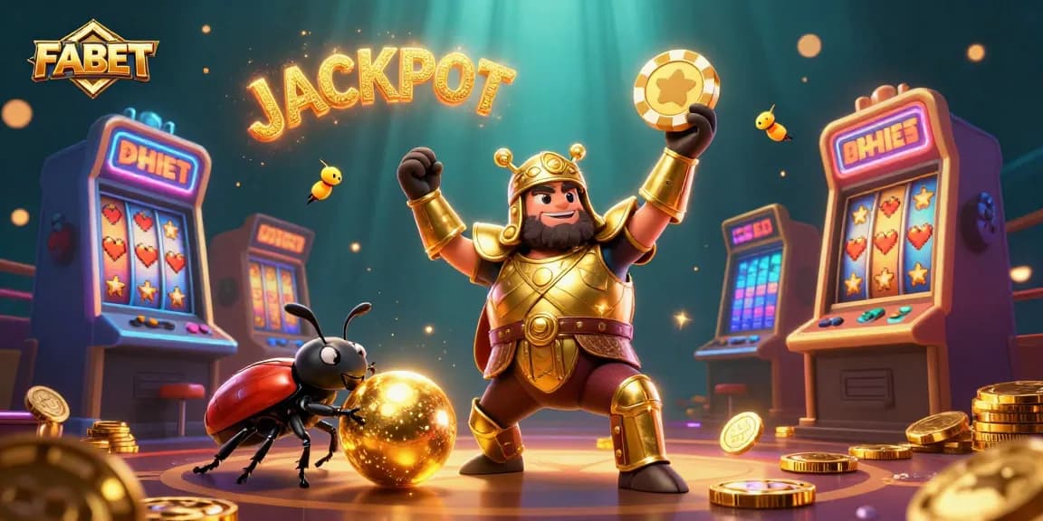 Experience FABET with a thrilling jackpot in a vibrant, detailed casino scene.