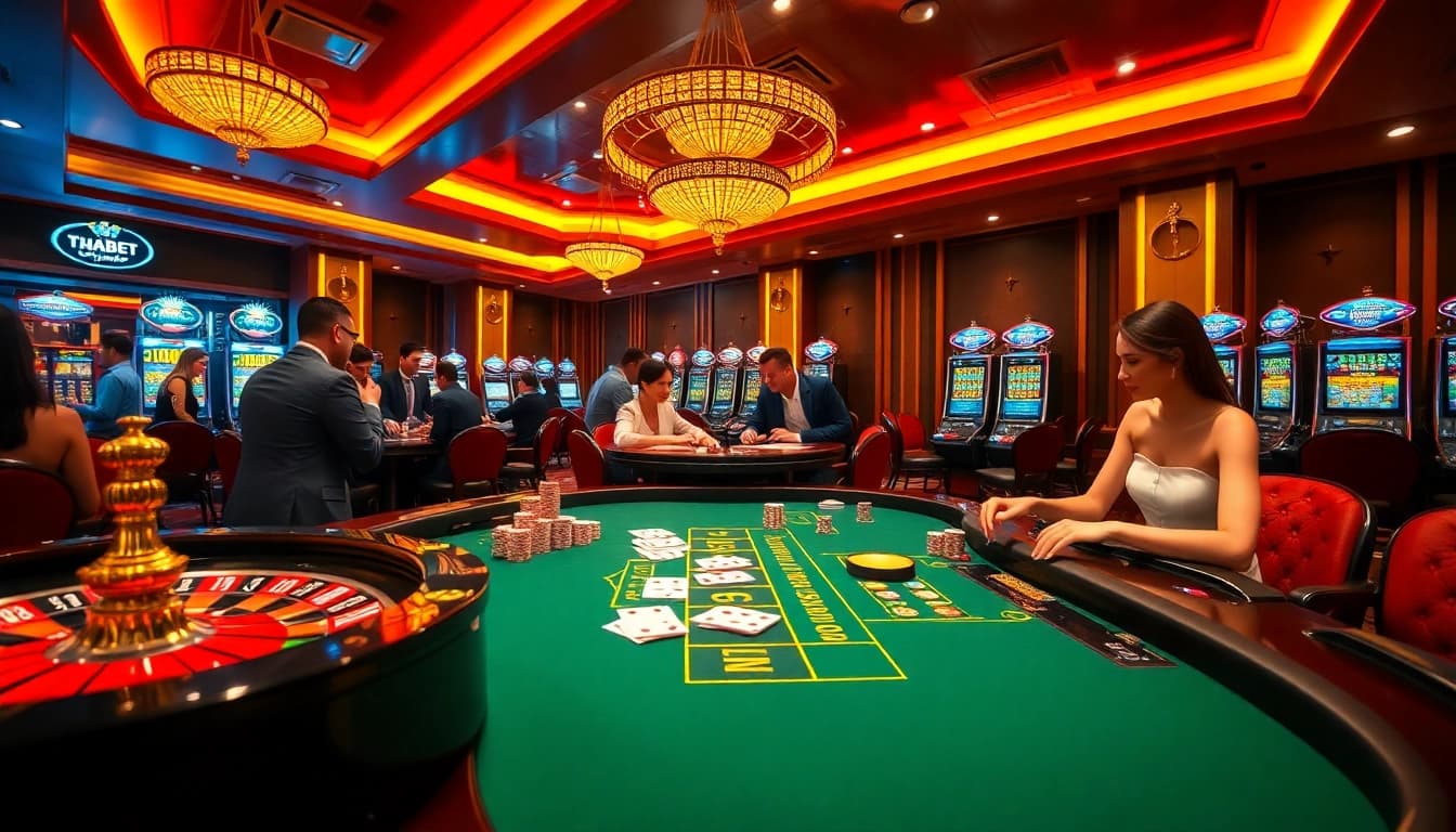 Experience the excitement of gaming at thabet.com with a vibrant casino atmosphere.