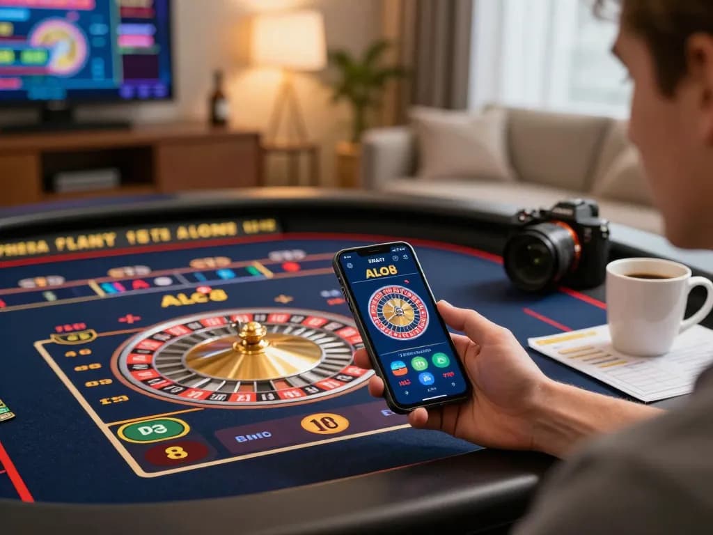A player using the ALO8 app to place bets in an online roulette game.