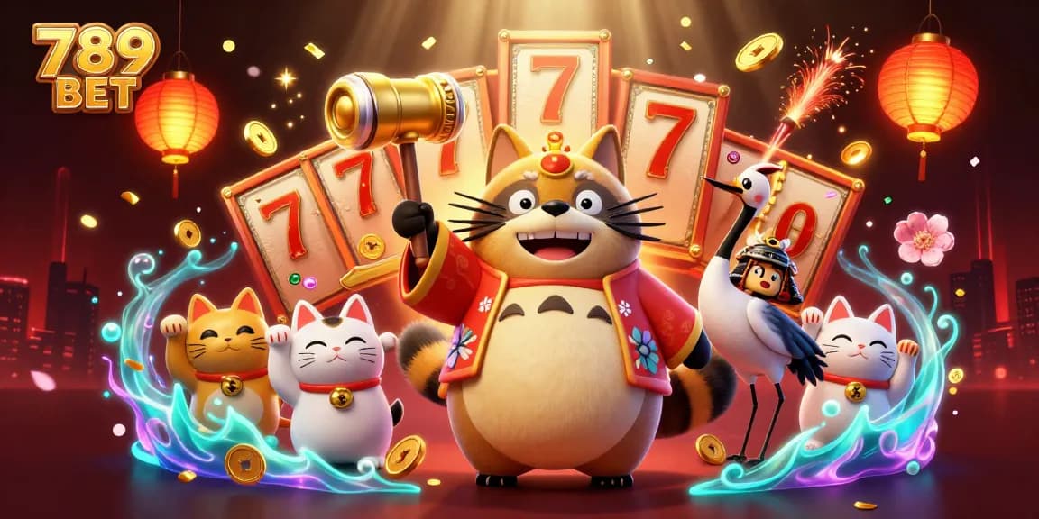 Experience thrilling gameplay with 789 BET as cheerful characters celebrate in a vibrant casino scene.