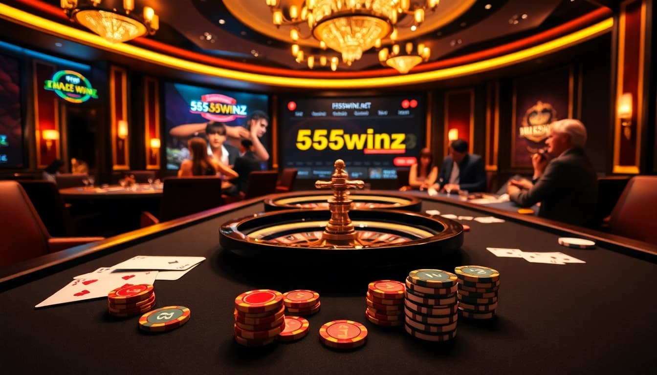 Experience thrilling gameplay at https://555winz.net/ with fierce poker competition and vibrant casino ambiance.