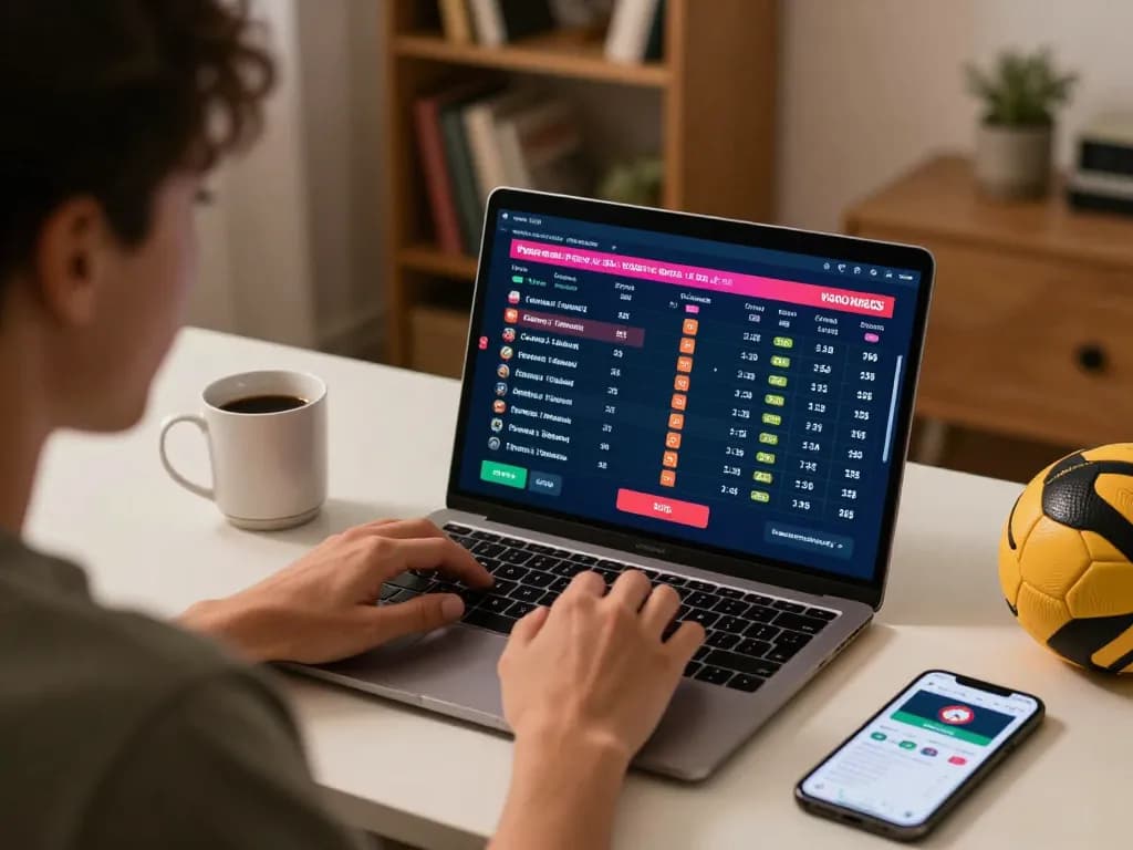 Player engaging in strategic betting on trang chủ dh88 with laptop and smartphone in warm home setting