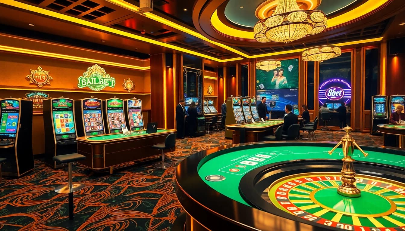 Players engaging in strategic gameplay at nhà cái 8kbet with vibrant casino elements.