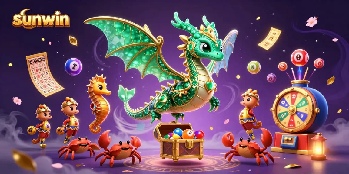 Experience thrilling gaming action at Sunwin with vibrant casino elements and dynamic scenes.