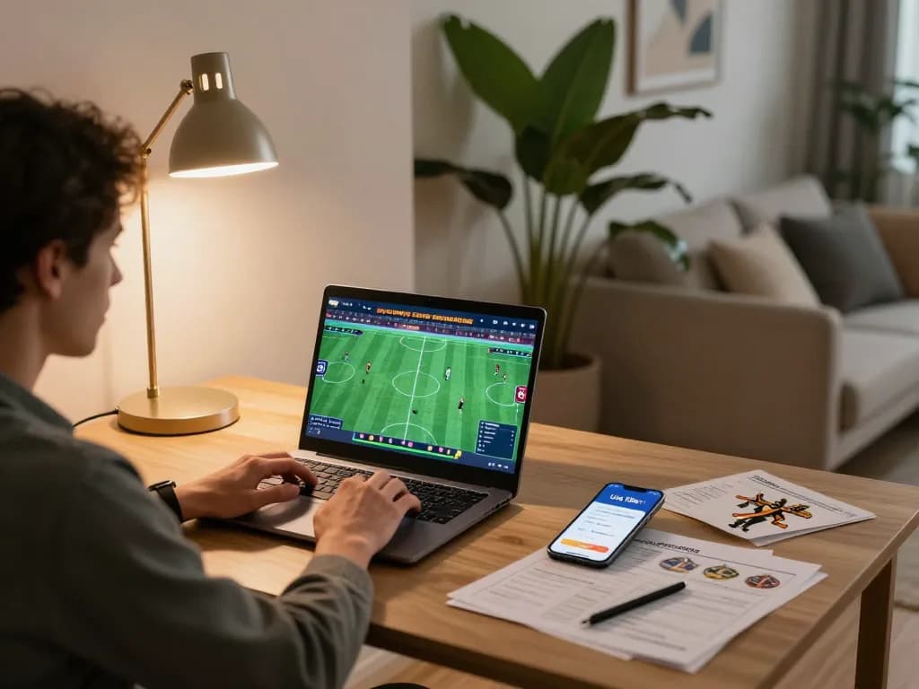Tham gia ứng dụng Link 12bet trên laptop trong không gian chơi game ấm cúng tại nhà, hiển thị hoạt động cá cược thể thao