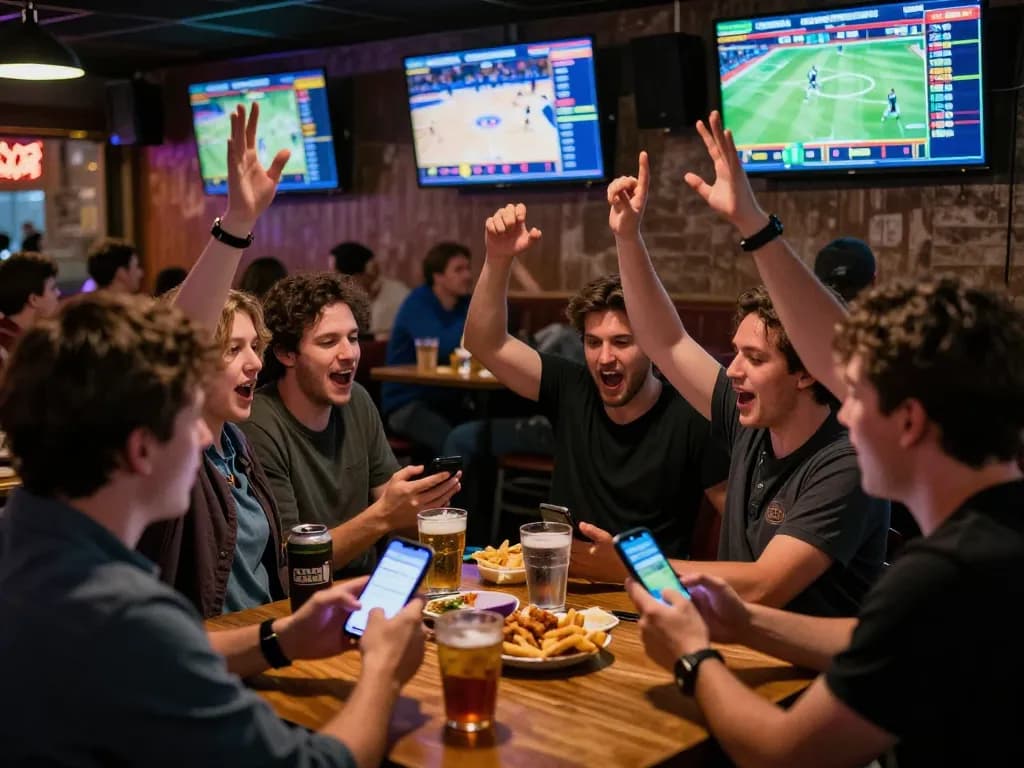 Active sports betting scene with fans engaging in keo nha cai during a thrilling live match