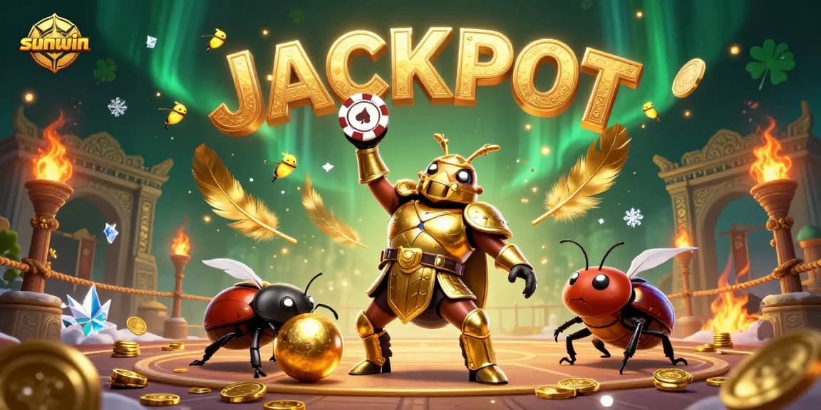 Engage in thrilling gaming at sunwin as characters celebrate a jackpot win in a vivid 3D illustration.