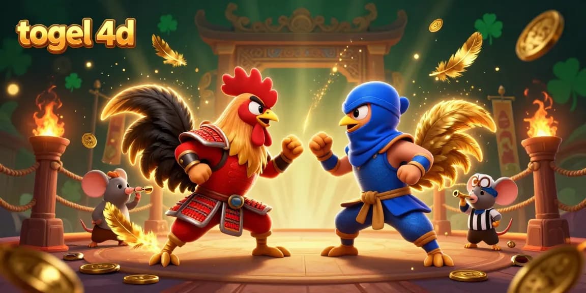 Engage with thrilling togel 4d action as fighting roosters duel in a dynamic 3D casino arena.