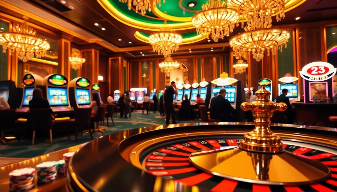 Experience thrilling online gaming at 23win with vibrant casino tables, dynamic games, and luxurious atmosphere.