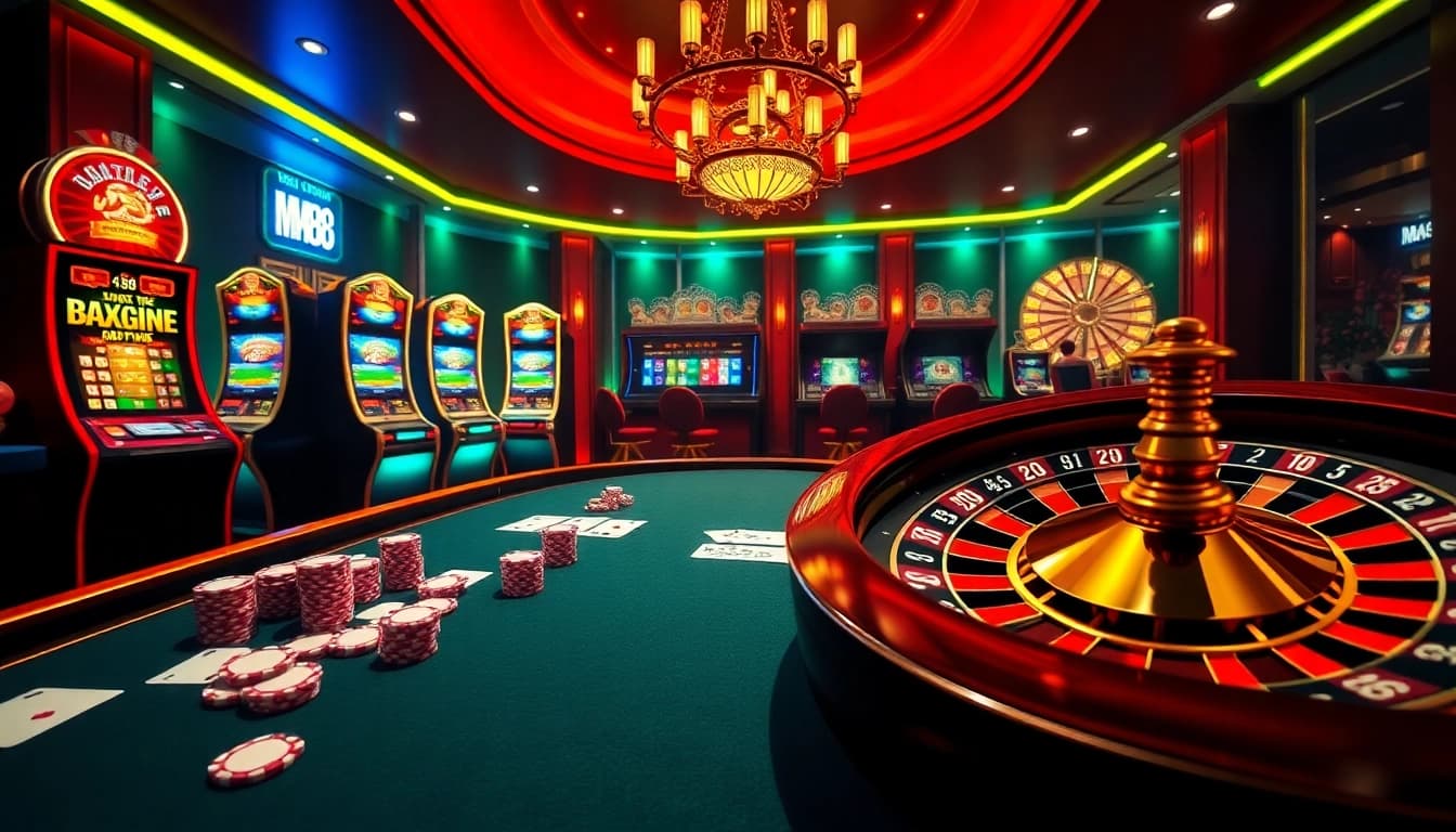 Experience thrilling gameplay at MM88 COM with luxurious casino visuals and vibrant gameplay elements.