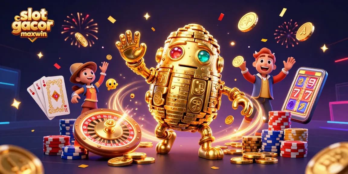 Experience the excitement of slot gacor maxwin with our vibrant 3D scene filled with dynamic casino elements.
