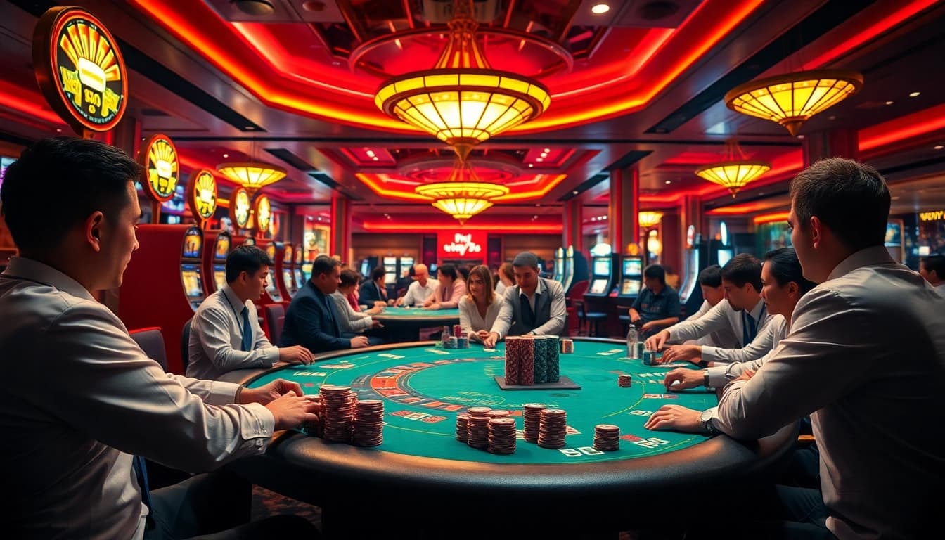 Experience intense gaming moments at nha cai luck8 with vibrant casino tables and engaging players.