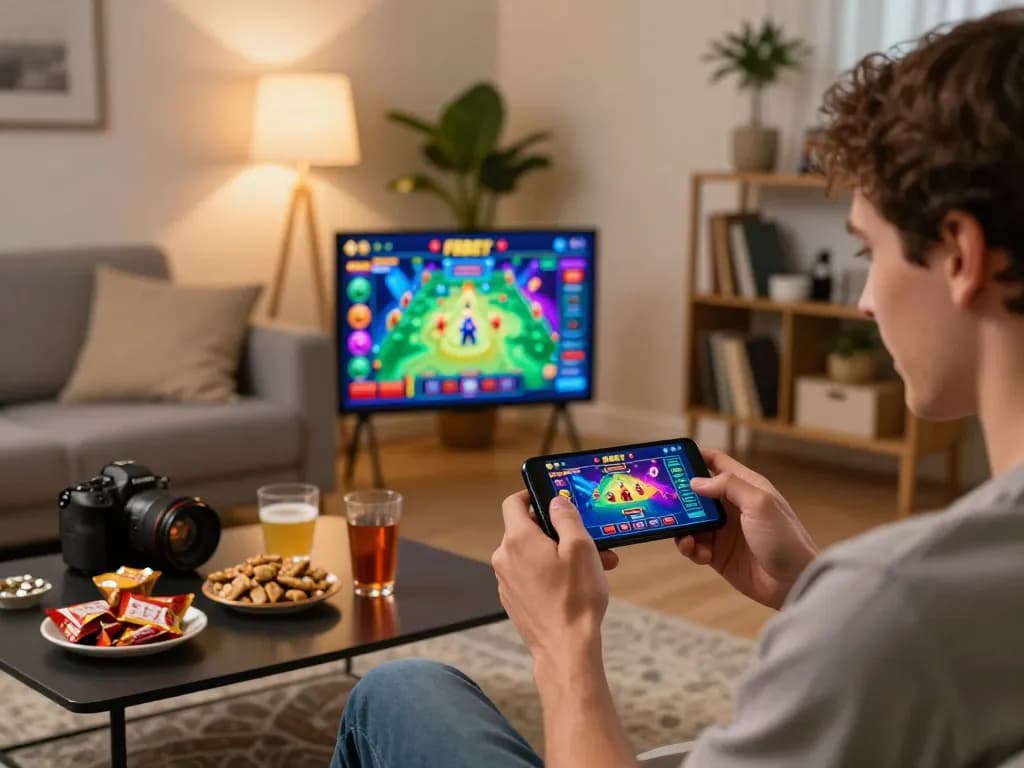 Engaging gameplay on smartphone with F8BET app, highlighting trendy mobile casino experience.