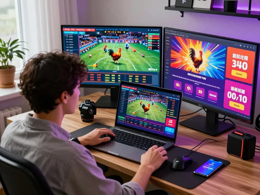 Engaging online betting experience with bl555 showcasing a vibrant gaming platform and live streams in a modern setup