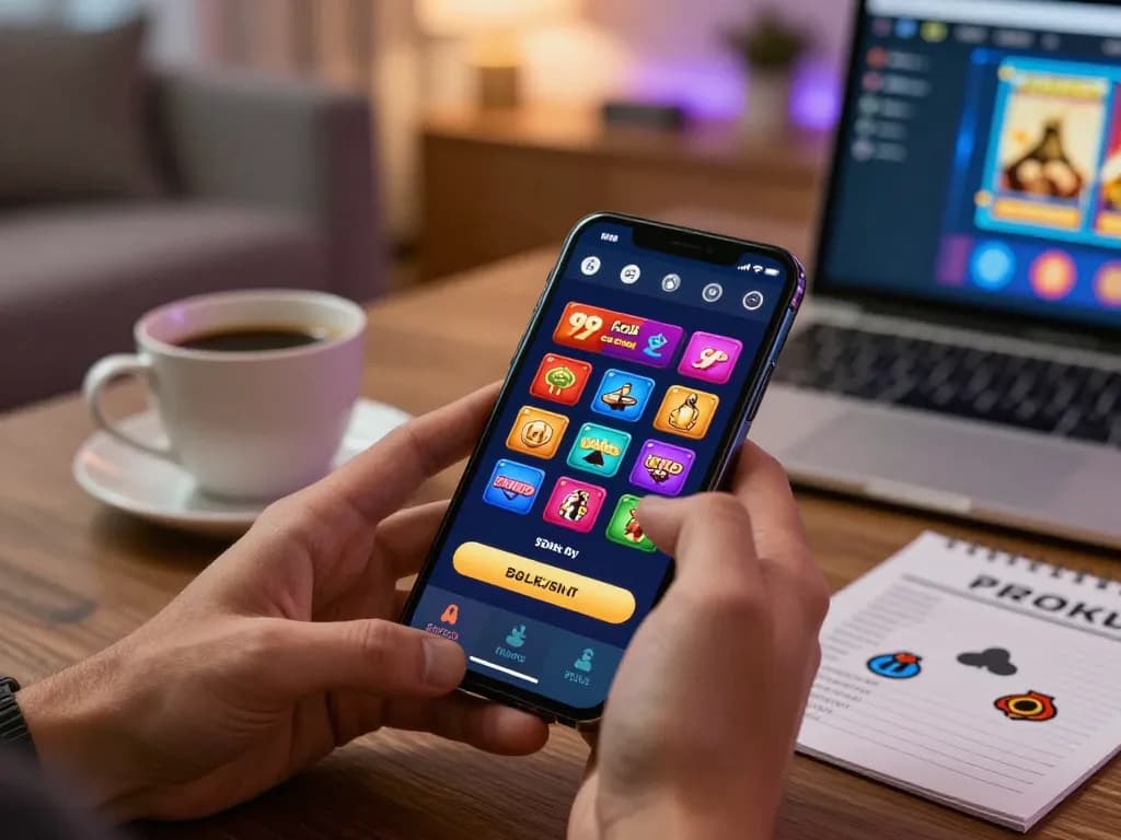 Engaging player exploring the 99ok casino app for strategic betting while relaxing at home.