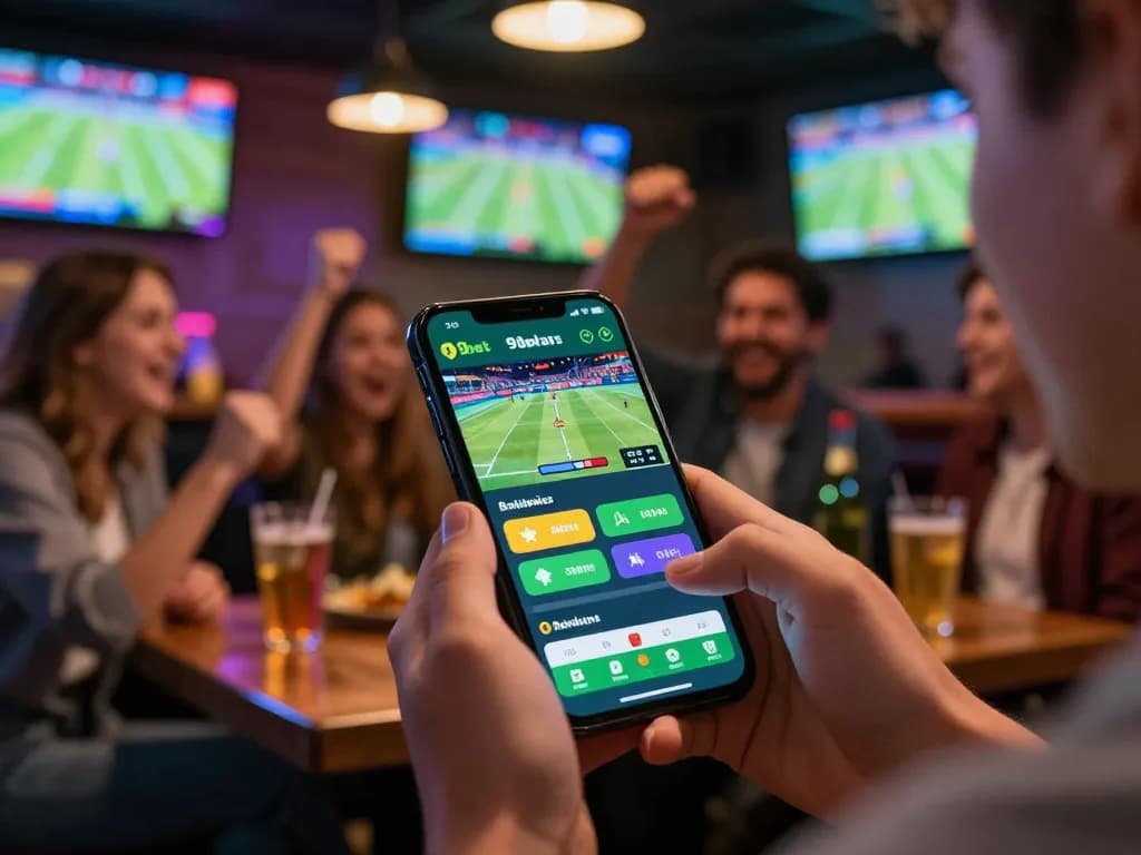 Engaging gameplay with the App 9bet mobile interface, capturing the excitement of remote sports betting.