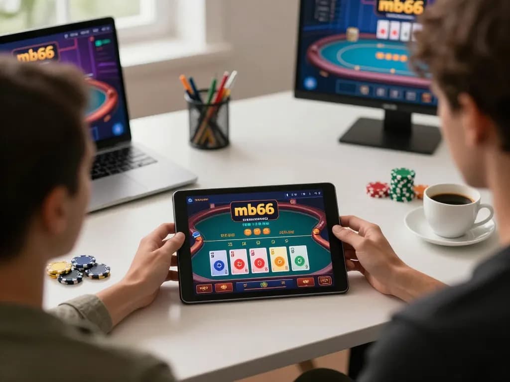 Engaging gameplay on mb66 casino app with poker cards visible in vibrant online setup.
