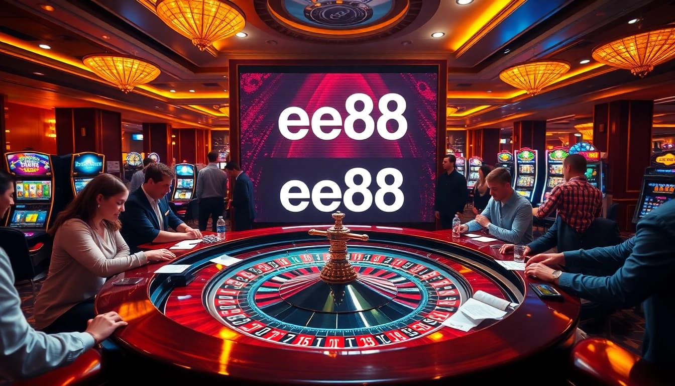 Experience thrilling gameplay at ee88 with a luxurious casino atmosphere featuring poker and roulette.