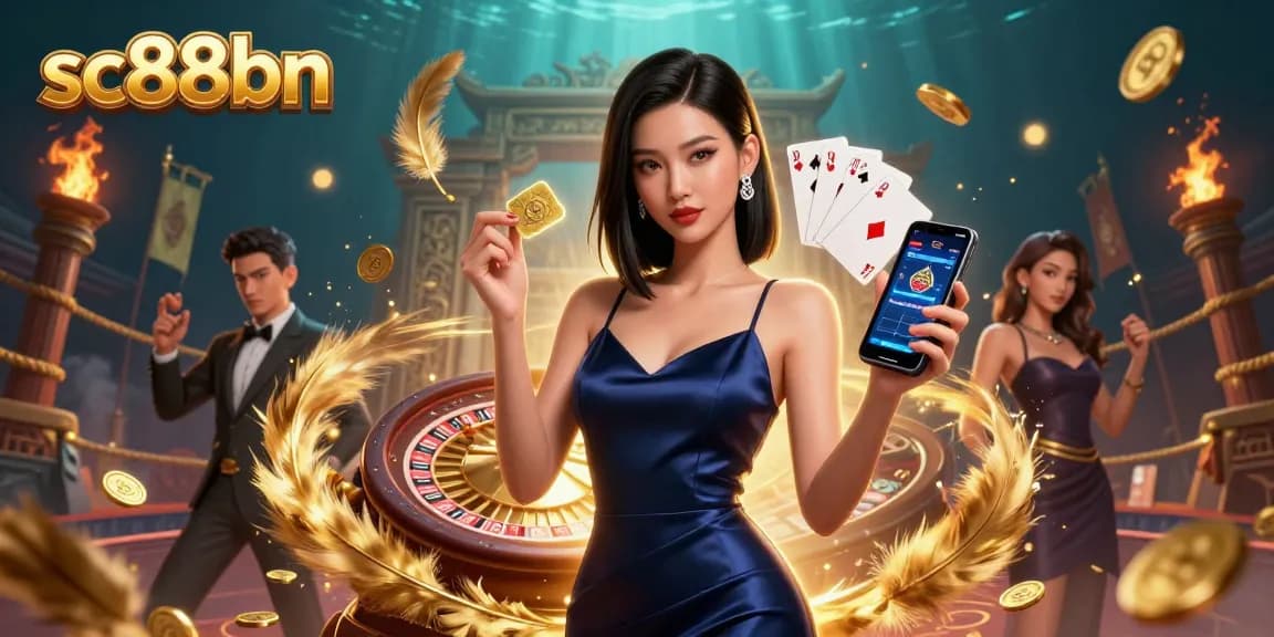Experience thrilling gameplay at sc88bn with a stunning scene showcasing an Asian woman immersed in casino action.