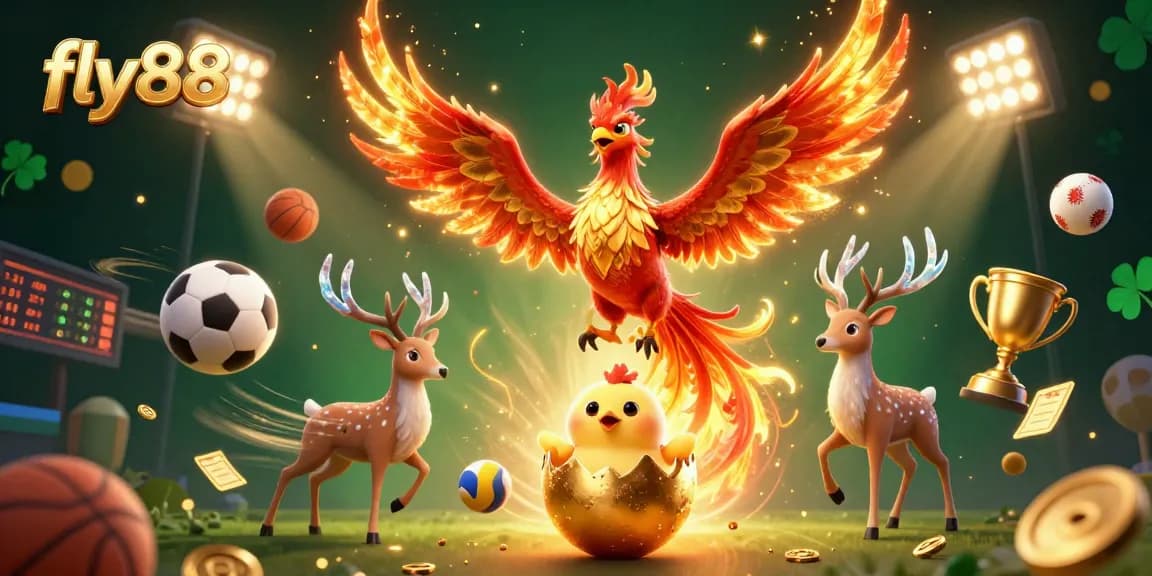Engage in thrilling gameplay with fly88 at this vibrant casino-themed illustration featuring dynamic game elements.