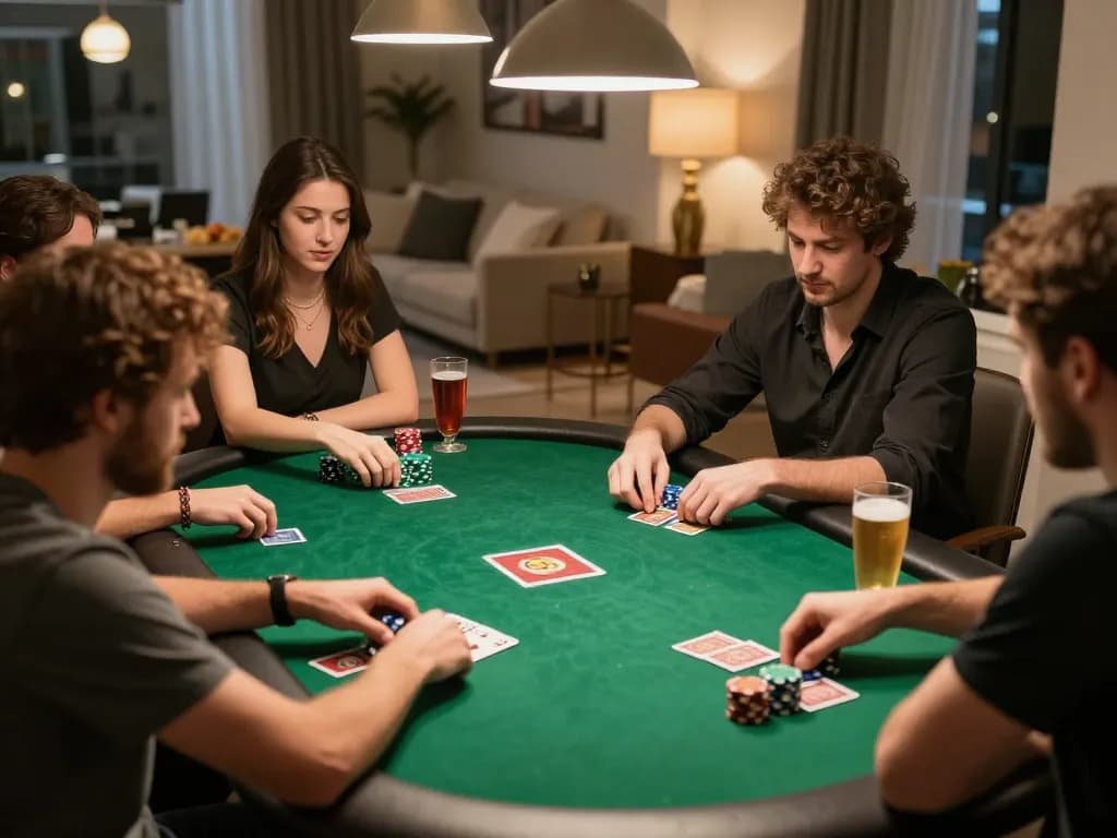 Experience the thrill of poker with the 23win app in a cozy home game setup
