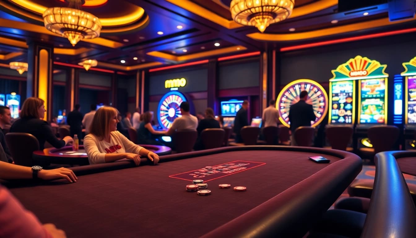 Players strategizing in a high-stakes poker game at MMOO casino.