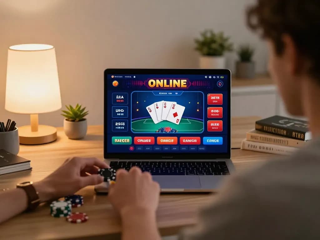 Engaging online gaming scene with hay88x app interface displayed on laptop, player making strategic bets.