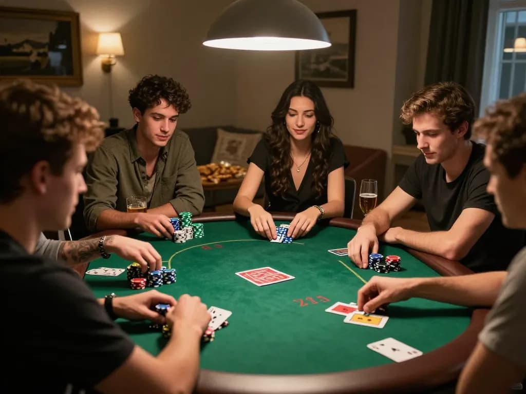 Engaged players enjoying a poker game at home using BET 168 for an authentic gambling experience.