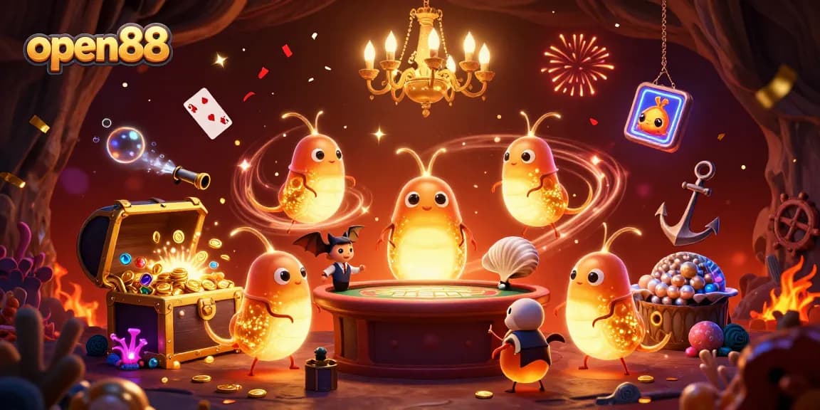 Experience thrilling wins at open88 with glowworms lighting up an exciting underwater casino scene.
