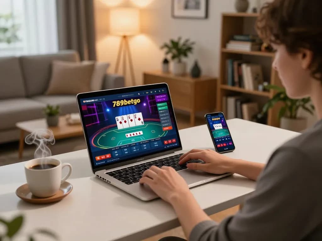 Experience online gaming gameplay on 789betgo with a stylish user setup showcasing poker enthusiasm.