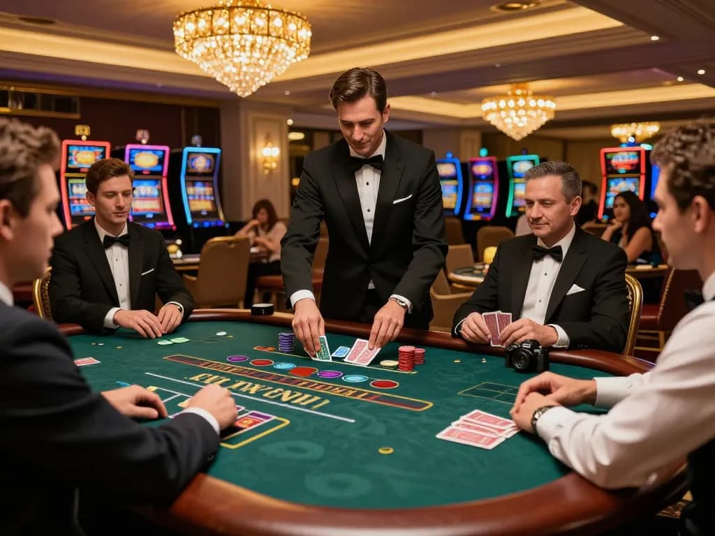 Winning moment at KUWIN blackjack table with dynamic gameplay and elegant casino ambience.