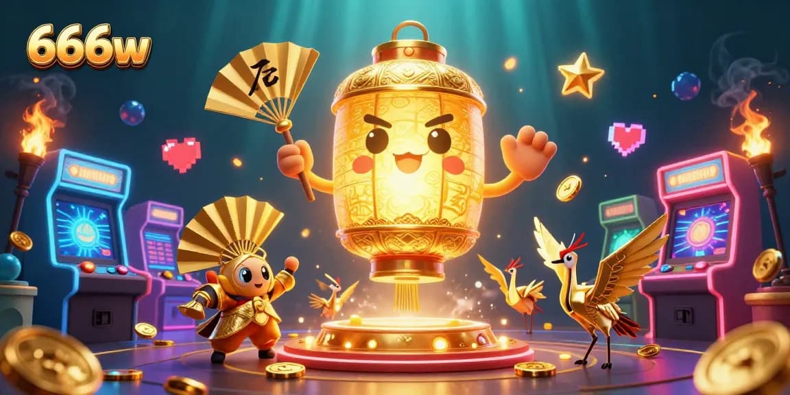 Immerse yourself in 666w's casino adventure, featuring a golden lantern spirit and dynamic gaming elements.