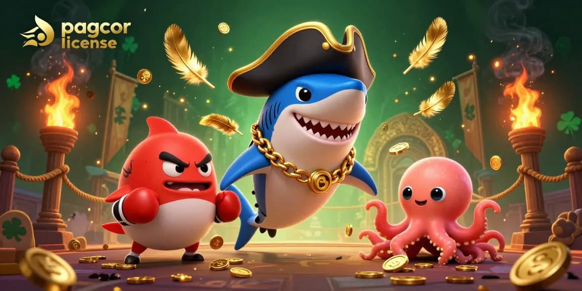 Experience the thrill of online gambling with a vibrant pagcor license illustration featuring fun characters and casino elements.
