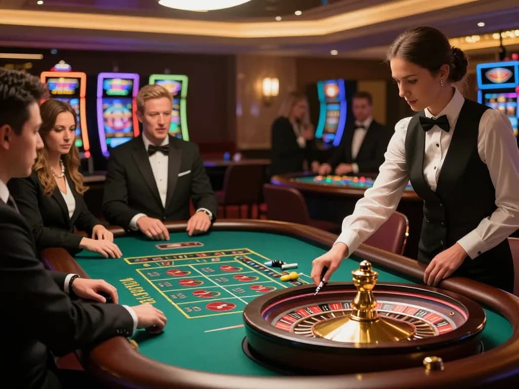 Players engaging at a roulette table showcasing excitement at https://f1686s.com/ in a luxurious casino environment.