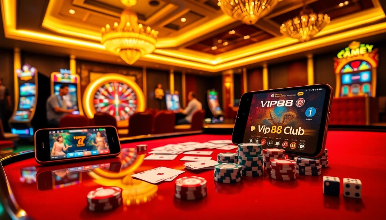 Experience the thrill of the game vip88 club with high-stakes poker chips and a vibrant casino atmosphere.