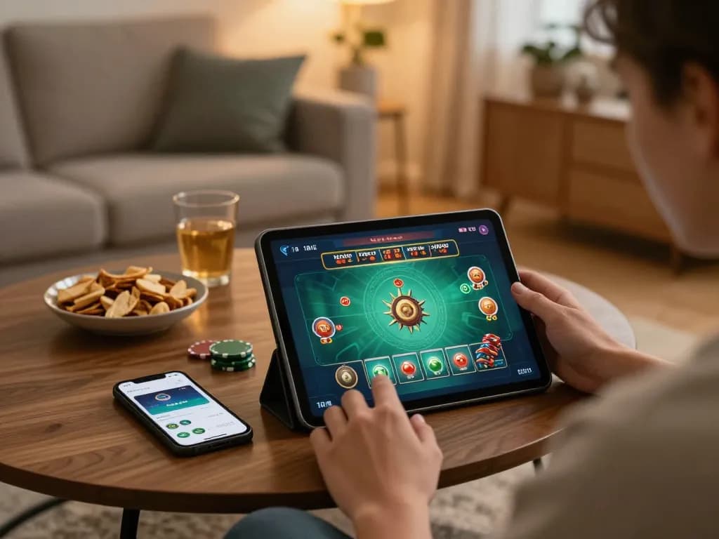 Engage strategically in online casino gaming with god55 in a cozy home setting.