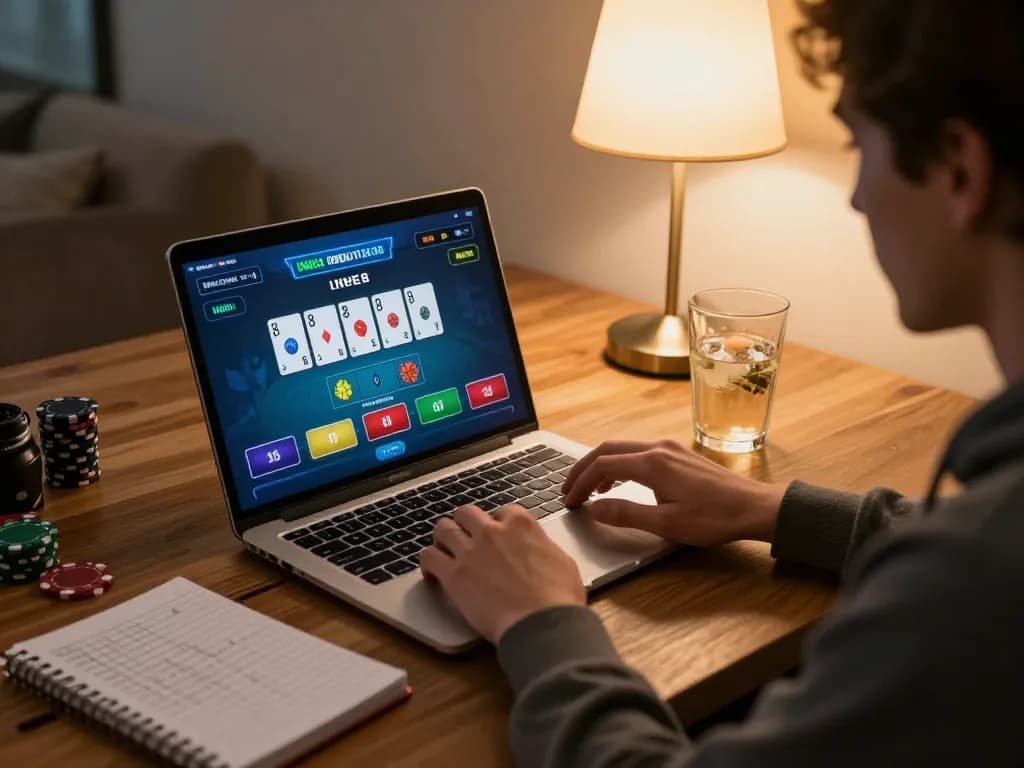 Player immersed in a live dealer blackjack game at home, showcasing tg88 online casino experience