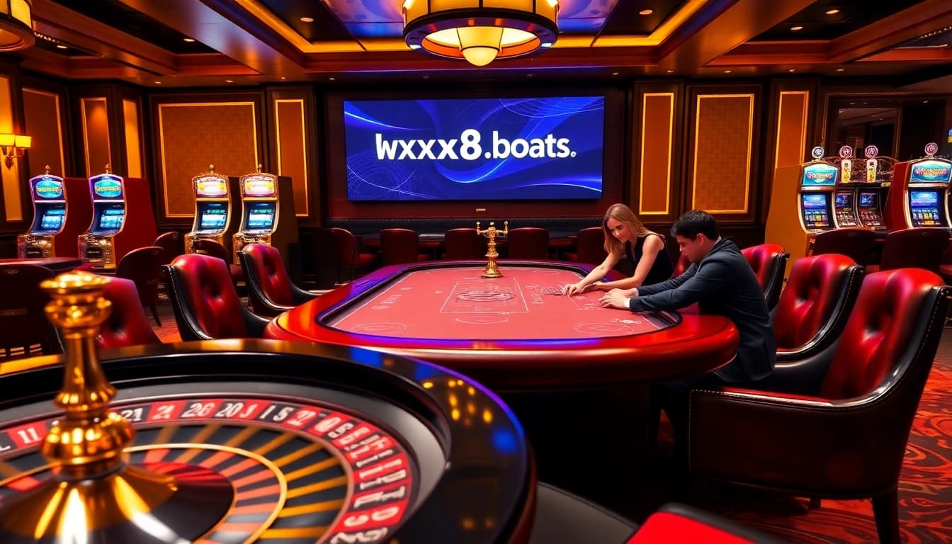 Engage with exciting gambling action at https://xx88.boats/ with poker tables, roulette wheels, and glamorous casino elements.