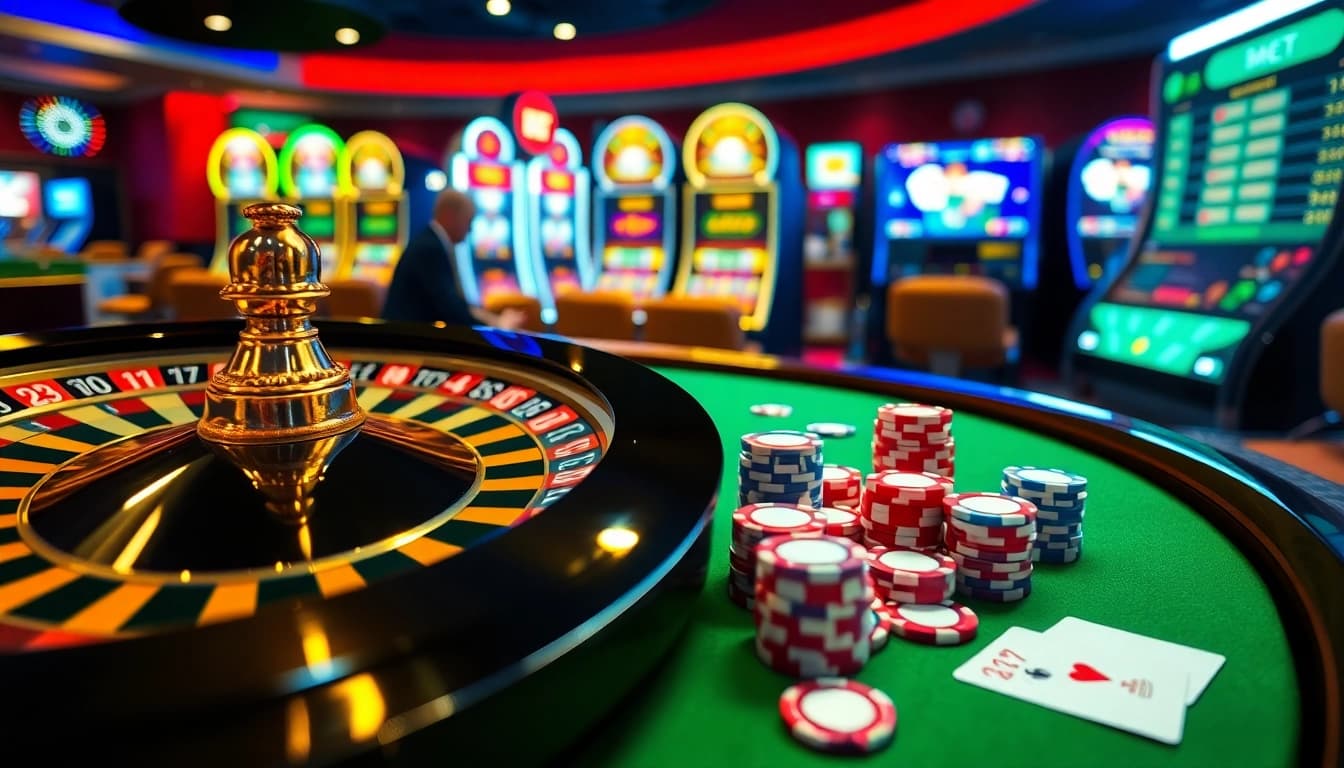 Experience the thrill of TOP nhà cái uy tín with vibrant roulette wheels and poker chips.