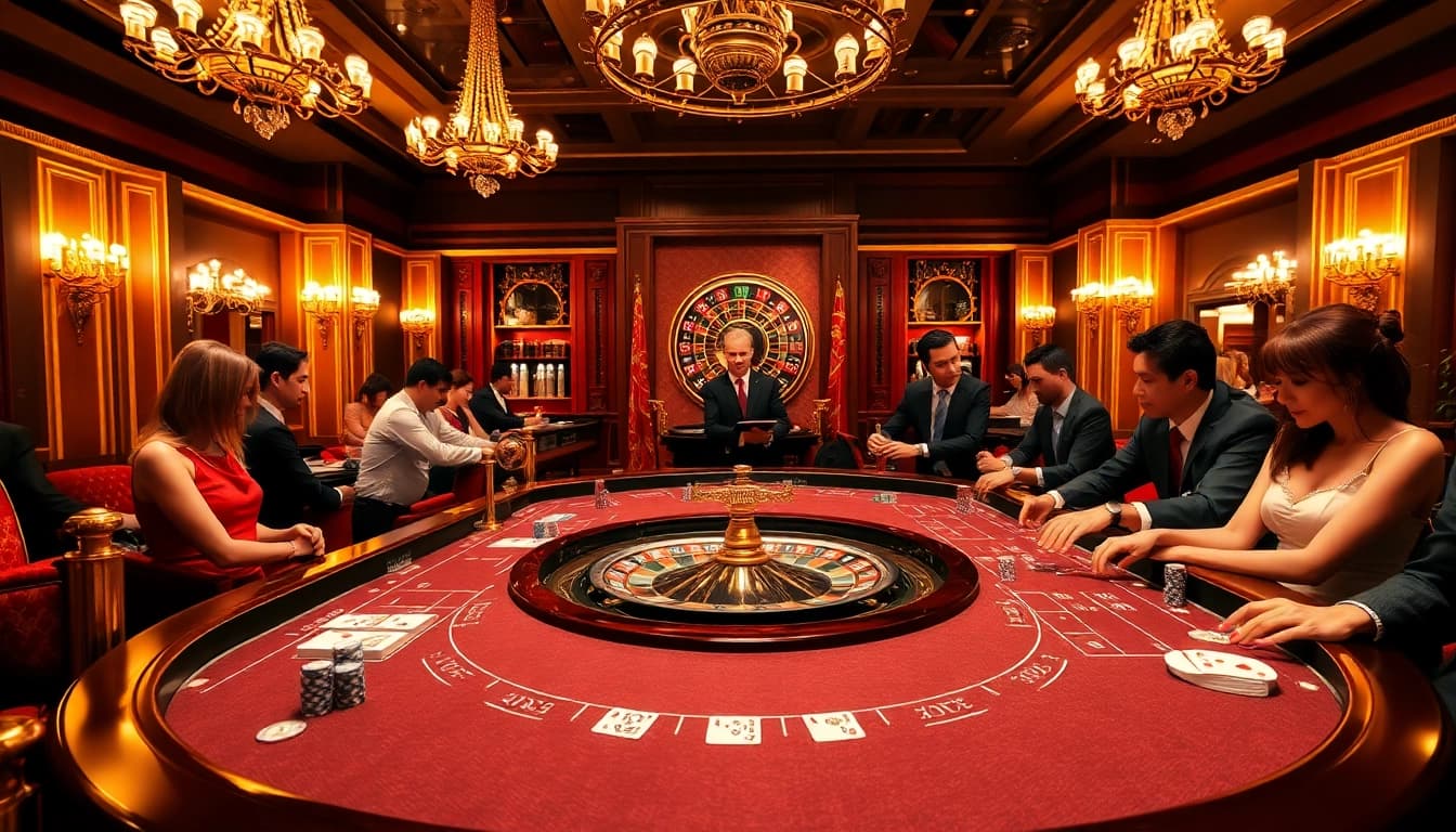 Experience thrilling high-stakes gambling at https://vmax.jp.net/ with players enjoying card games and roulette.