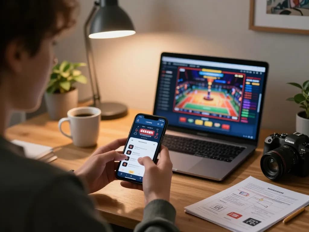 Engaging gameplay on the 4444WIN plataforma app, showcased in a cozy home setting.