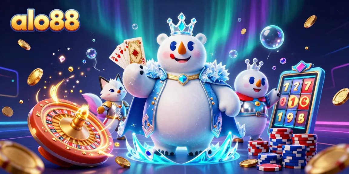 Play slots and win big with alo88, featuring a dazzling illustration of a casino adventure.