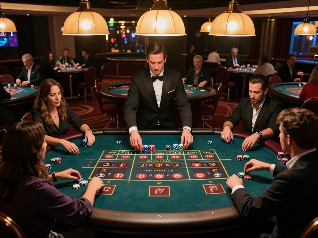 vs555 players engaging at a live casino roulette table, capturing the thrill of casino gaming action.