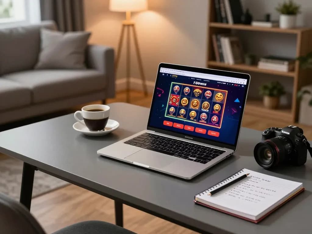 Engaging in online gaming on the 58win platform from a cozy home setup with a laptop.