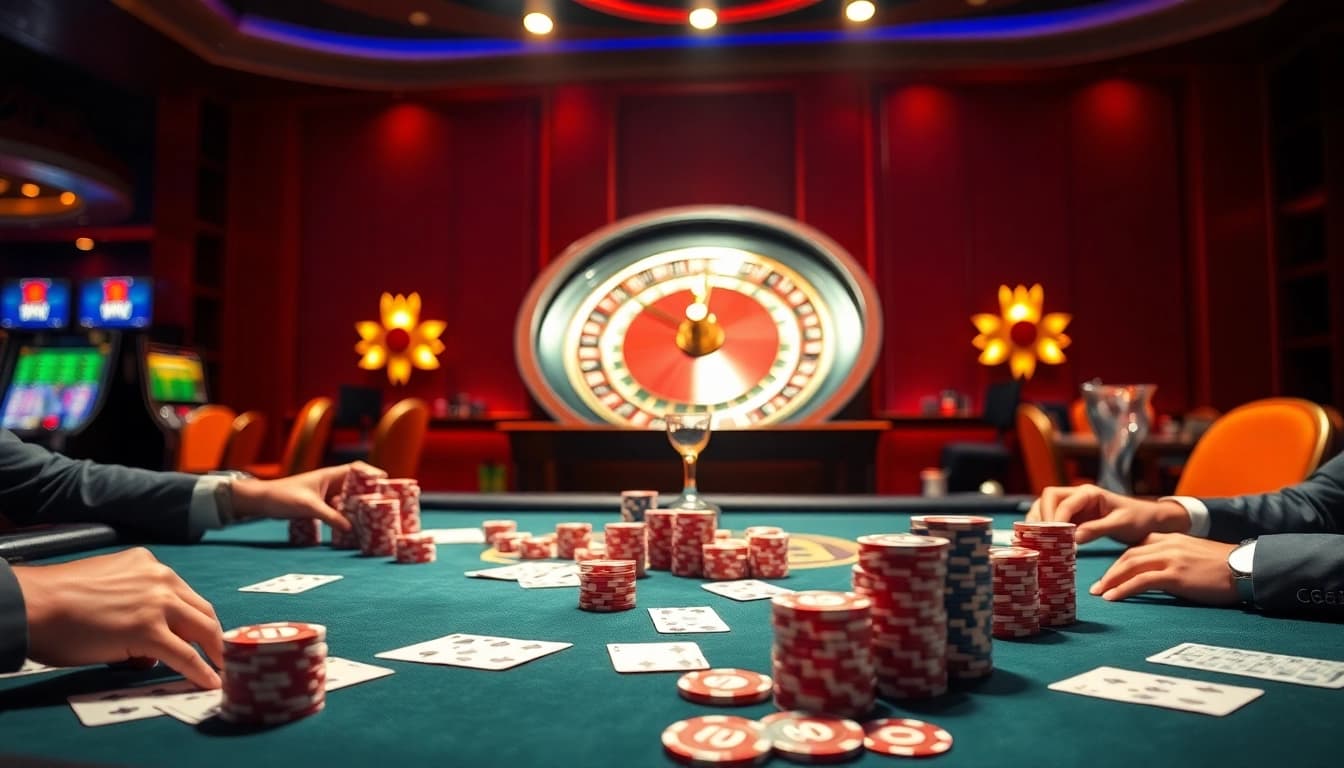 Experience vibrant excitement at https://789b.one/ with professional players at a high-stakes poker table.