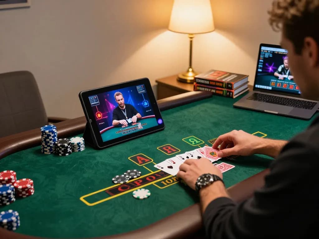 Player enjoying live dealer blackjack on tablet while exploring nk88 for strategic betting.