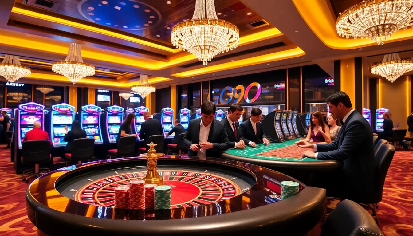 Experience the excitement of GO99 at a luxurious casino table filled with vibrant poker chips and roulette wheel.