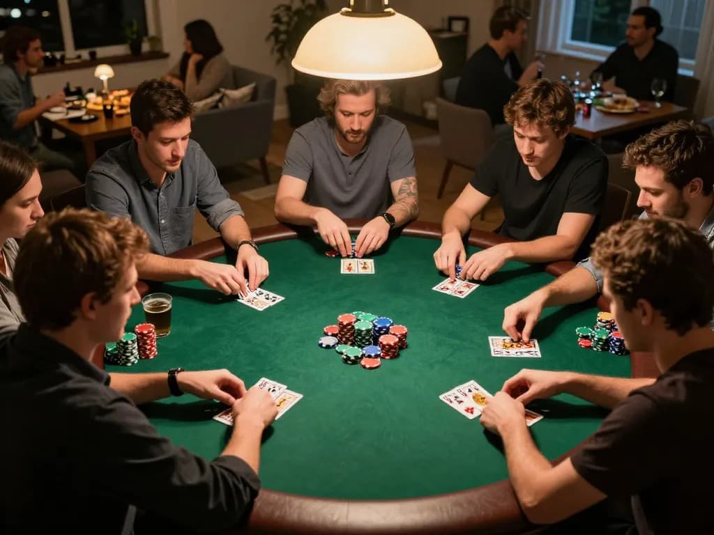 Poker game intense moments at https://tx88.bid/ with colorful chips and players in action