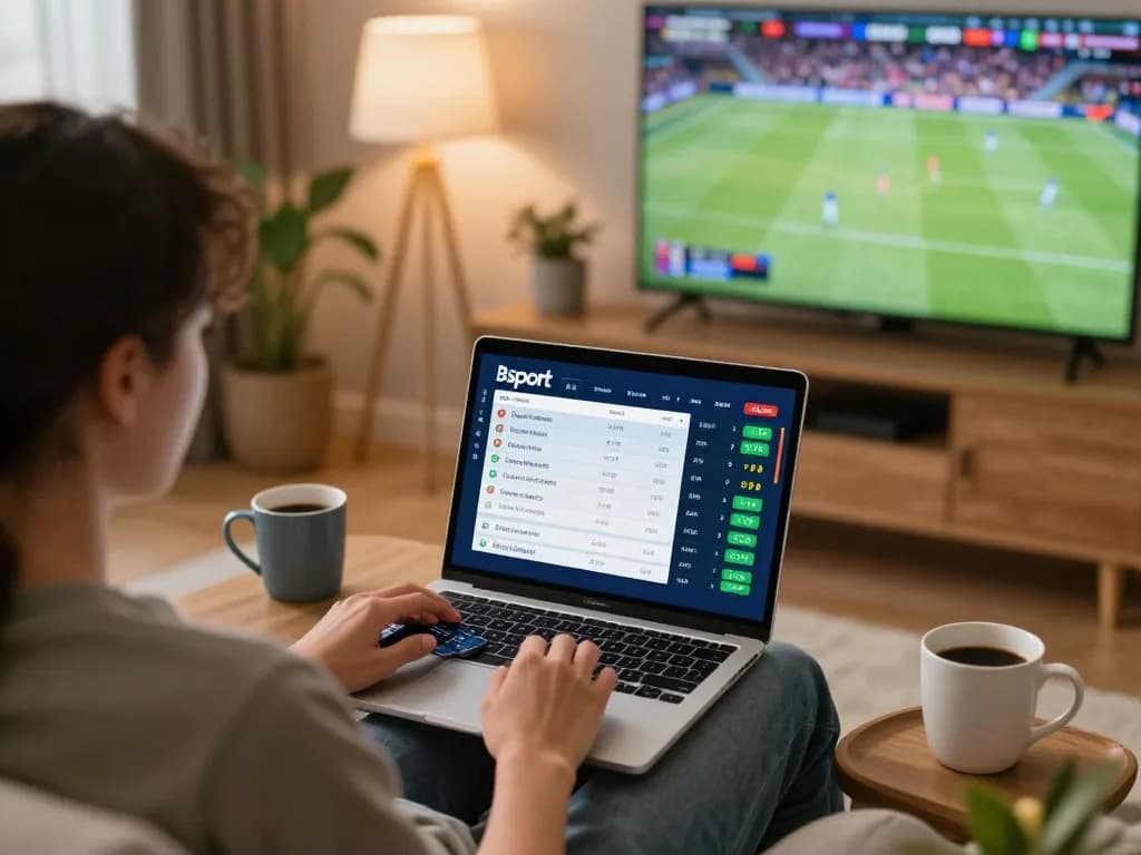 Engaging in live betting on Bsport while watching sports at home, enhancing the gambling experience.